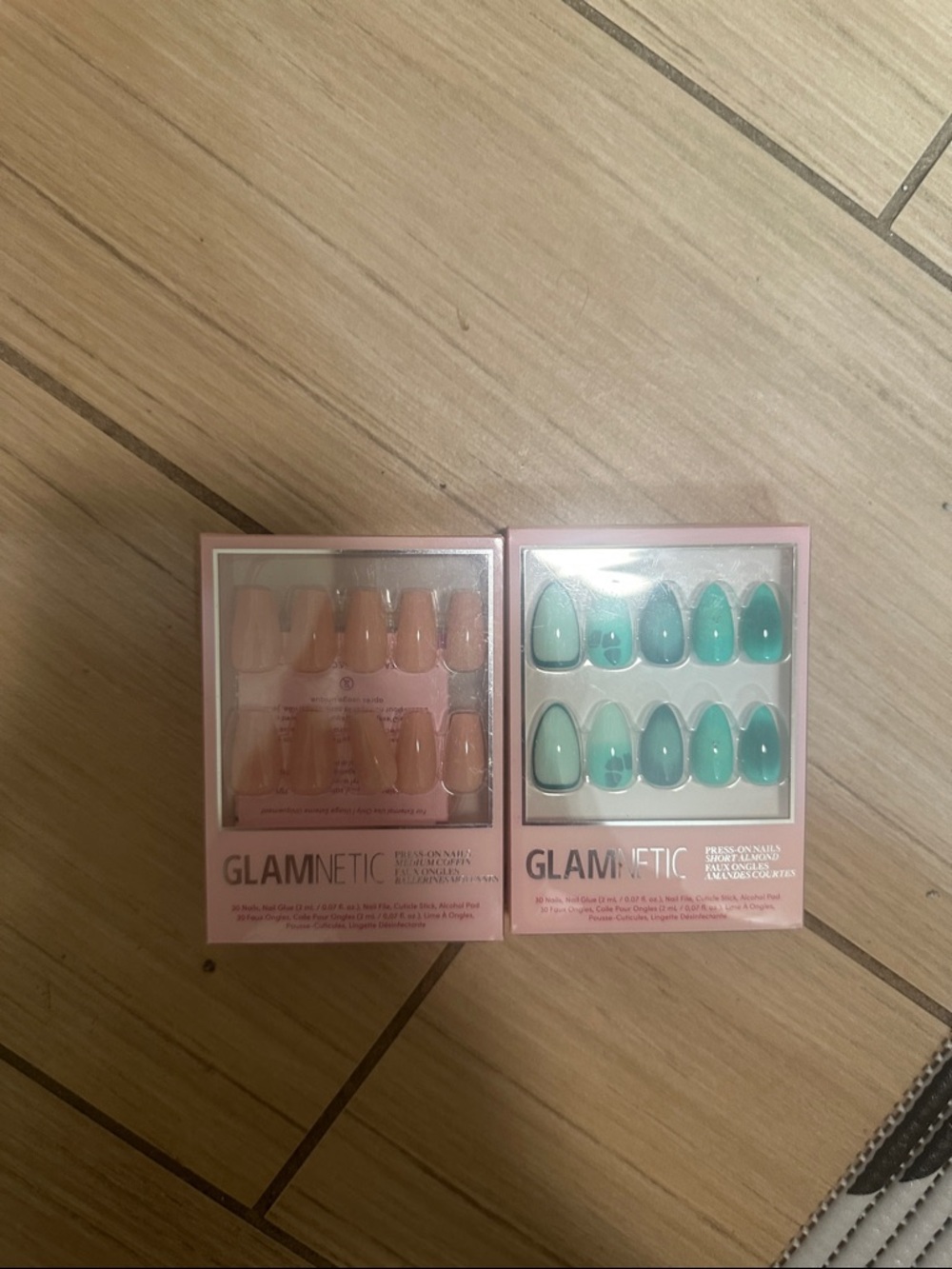 GLAMNETIC Women’s Press-On Nails - Nude and Teal Sets